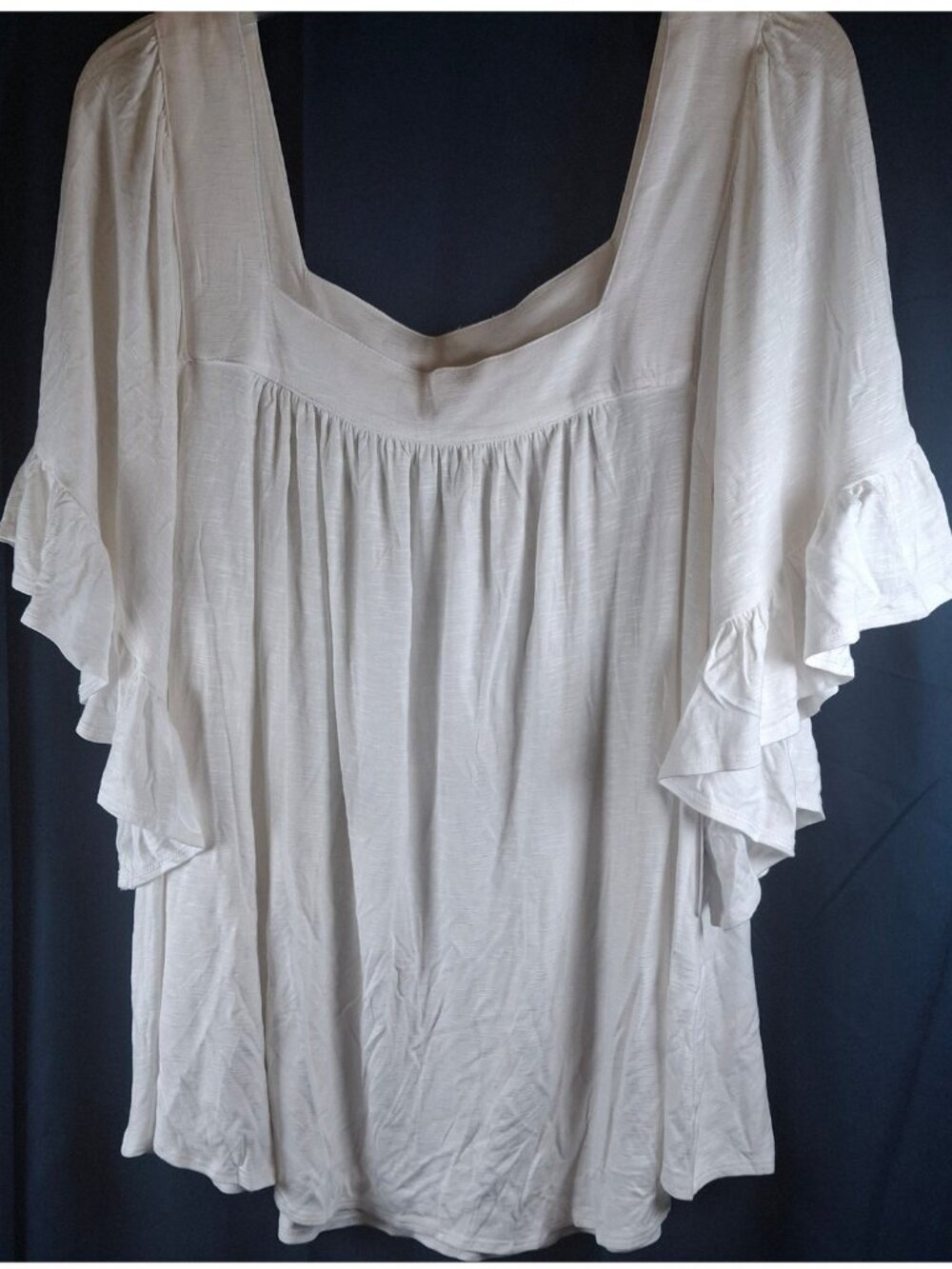Stella + Ginger 3X Ivory Blouse Ruffled Sleeve Lightweight Top
